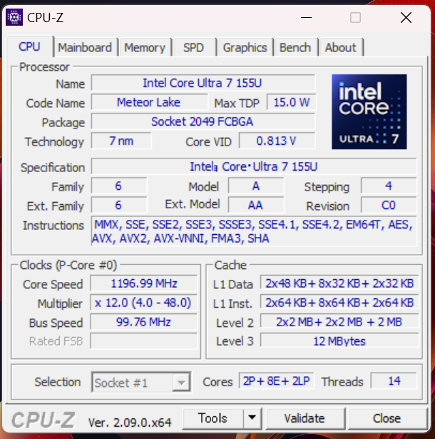 インテル Core Ultra 5 プロセッサー155Uパフォーマンス