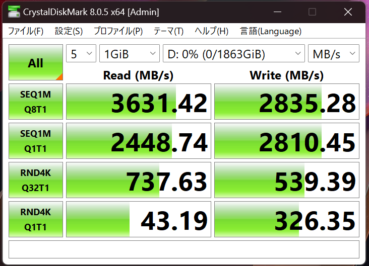 ジーチューンフルタワーSSDベンチマーク